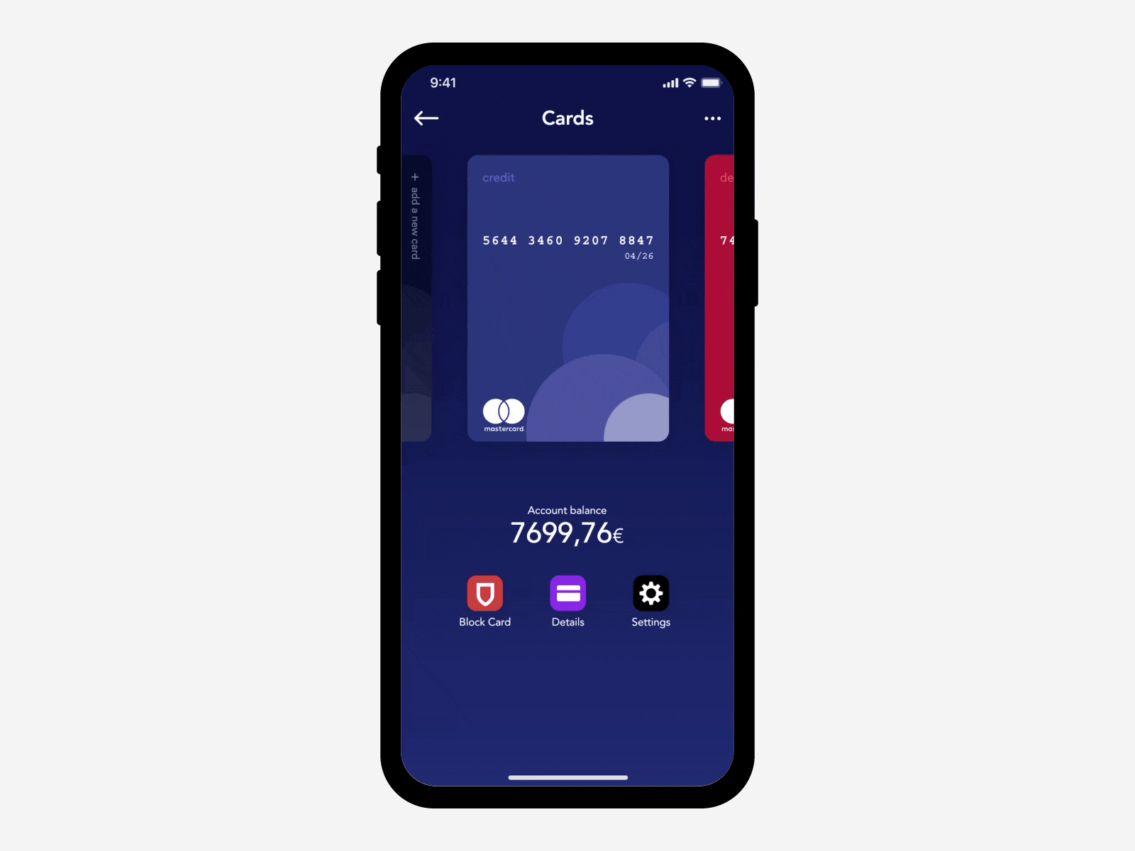 Bank app concept - cards