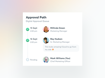 Approval Path approval asset manager design heirarchy saas social media timeline ui ux