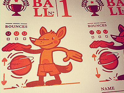 Postcard _ _ _ BOUNCES count a5 ball bounce character count dribble fox postcard print