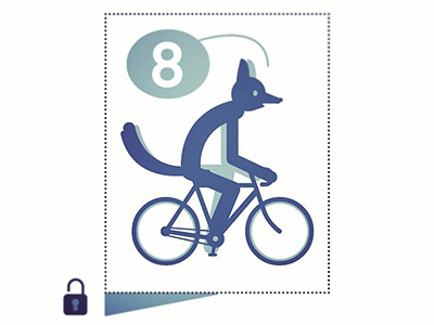 cycling fox bicycle fox stamp