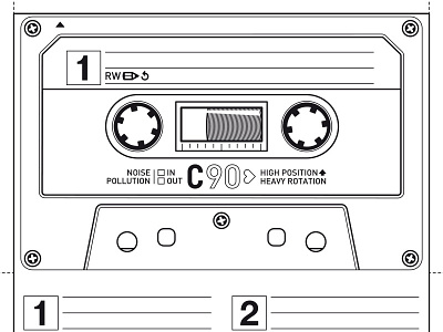 Mixtape Outlines cassette diy foldable mixtape music paper player