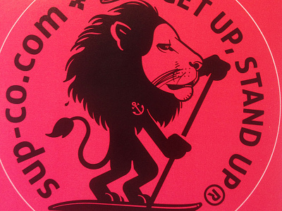 SUP-Outdoor-Sticker character get up lion stand up paddling water