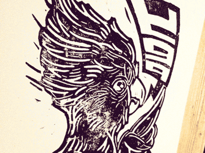 Cockatoo Linocut cockatoo cut lino parrot