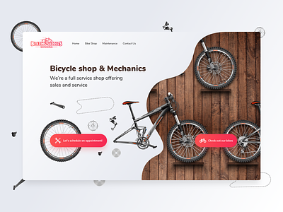 Bicycle shop bike bike service bike shop booking booking system bycicle filter list view mechanics mountain bike red red color repair ride sanoma service shop ui ui ux ui design