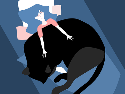 Сat owner anger cat girl illustration night sketch