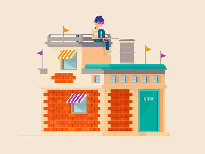 Bellows House illustration gif character house