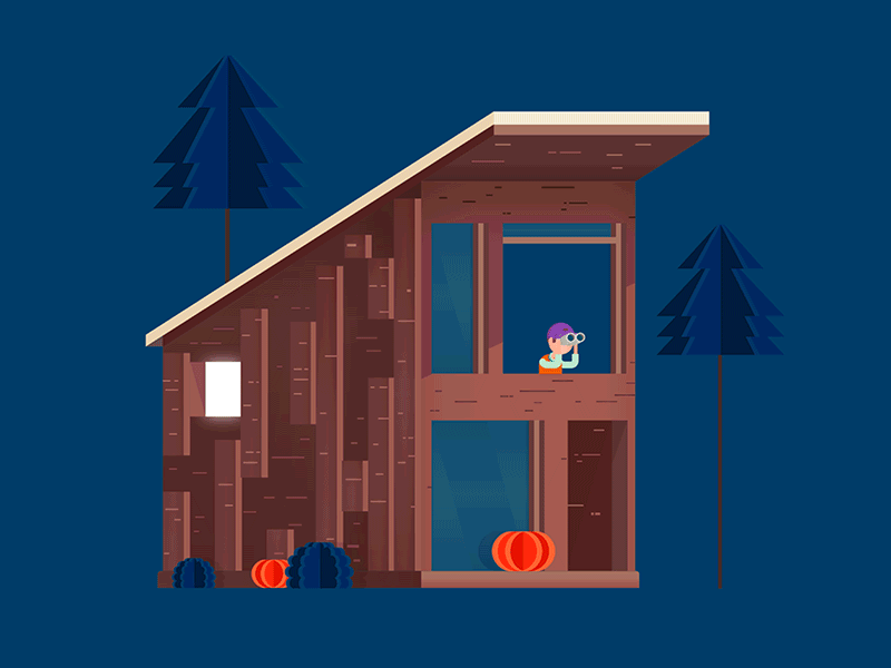 Pumpkin cabin boy cabin gif house illustration pumpkin tree wood