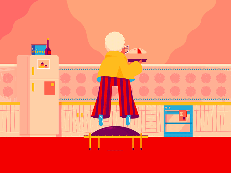 Trampoline Granny granny trampoline frame by frame homedecor gif illustration character
