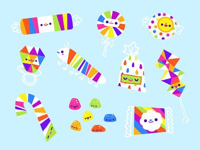 Candy Friends candy color cute graphic design illustration kawaii rainbow shapes