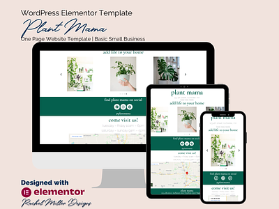 Plant Mama | One Page Website Template | Basic Small Business elementor ui ux web design wordpress
