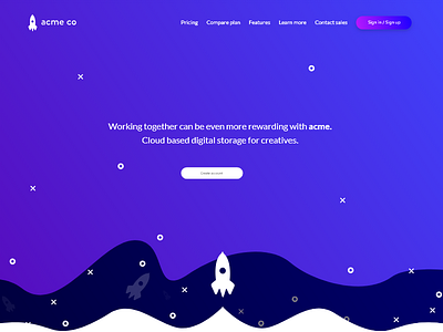 acme digital storage for creatives | Landing page