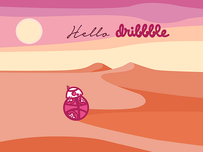 Hello Dribbble bb8 debut desert design dribbble ball dribbble debut first hello hello dribbble illustration robot star wars thank you vector