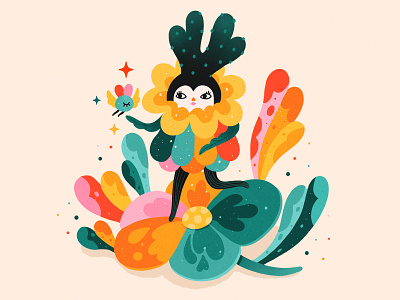 A magical encounter characterdesign colorful digital digitalart illustration nature illustration procreate