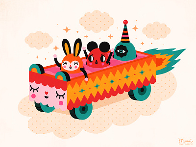 A happy ride! colorful digitalart illustration popsurrealism vector