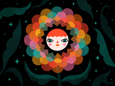 Dahlia colorful digital digital art flower illustration night vector