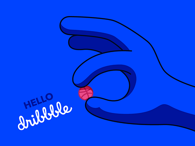 Hello Dribbble! 0043ff blue branding design first shots hand hello dribbble illustration