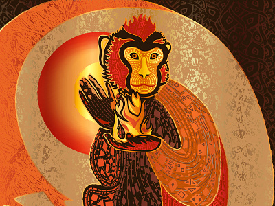Red Fire Monkey illustration