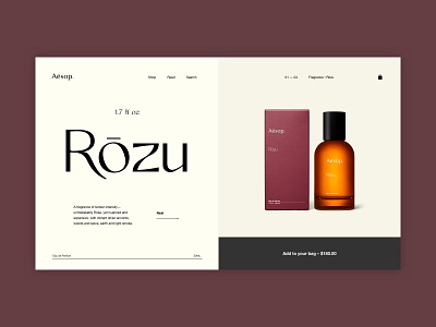 Rōzu branding clean ui concept minimal typography ui ui card
