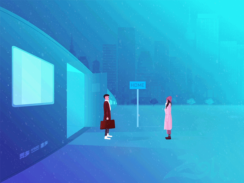 Station station、snow、illustration