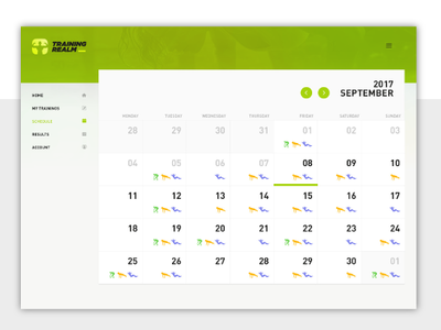 Trainingrealm Calendar View app calendar design droptica green php symfony ui ux