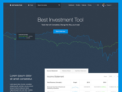 Setmonitor Homepage blue chart graph line money stock