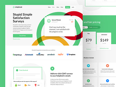 Simplesat Homepage Design bold colorful flat green homepage lato simplesat webapp