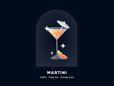 Orange Martini Coctail Illustration