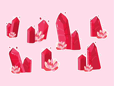 Red Crystals crystal crystals gems illustration red ruby succulent succulents vector