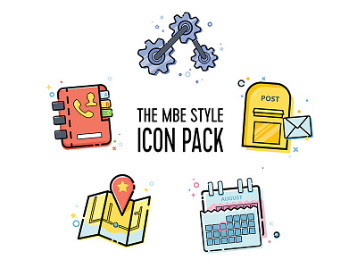 MBE Style Icon Pack Vol.2 calendar email icons design icons pack icons set illustration maps mbe style phone book settings vector