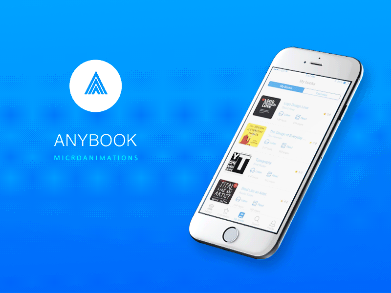 Book app interface animation