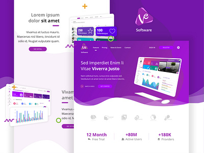 Veluxi Saas Landing Page app design chart crm dashboard homepage landing page saas saas design single page startup system information