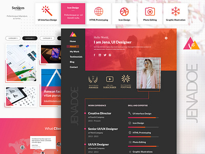 Veluxi Profile freelancer gallery home page landing page parallax portfolio profile single page website