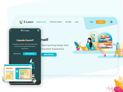 Education Platform app design banner corporate course e learning education homepage illustration kids landing page library ui ux