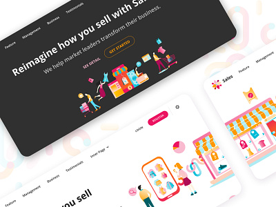 Retail Landing Page app design character corporate ecommerce gradient homepage illustration landing page point of sale product retail sales ui ux vector