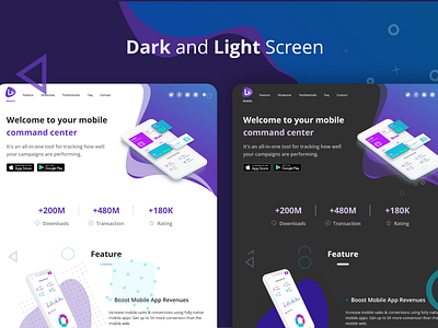 Dark and Light Screen animation corporate dark mode homepage landing page single page ui ux