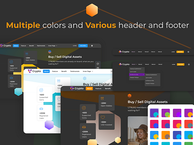 UI Customization 3d color components corporate gradient header illustration landing page ui ux