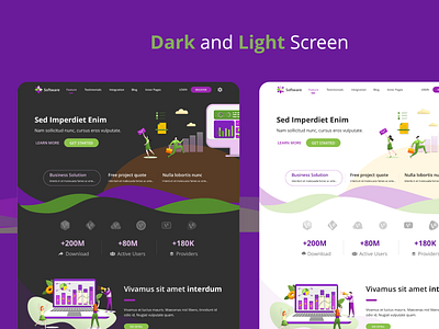 Dark and Light UI application apps dark mode dark ui homepage illustration landing page material ui office professional saas services single page software ui ux work