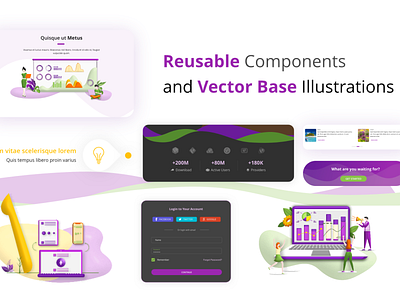 UI Component and Illustrations corporate figma homepage illustration landing page single page ui ux