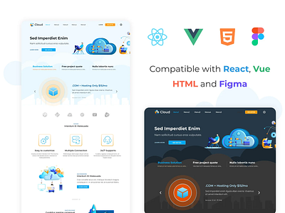 Cloud Hosting Landing Page cloud corporate developer hosting illustration landing page programmer server single page ui ux