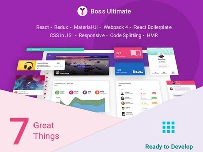 Boss Ultimate - Admin Template Material Design app design email app chat app termplate website ux ui table system information responsive react dashboard material ui material design email dashboard admin
