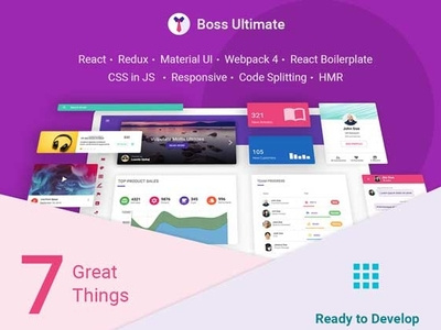 Boss Ultimate - Admin Template Material Design admin app design chat app dashboard email email app material design material ui react dashboard responsive system information table termplate ui ux website