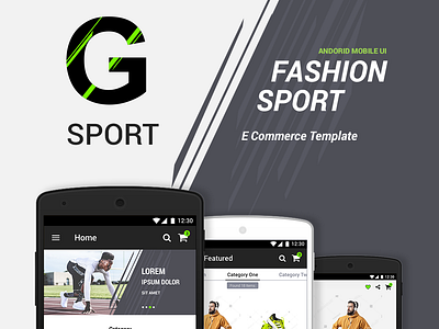 G-Sport | Fashion Ecommerce UI Kit 1080x1920 tags android app apps athletic black white clothing e commerce ecommerce fashion green grey ios light green minimalist mobile mobile app online shop port fashion simple sport