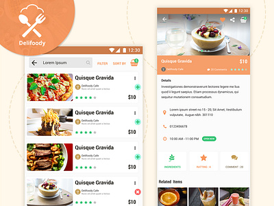 Food Delivery & Restaurant App android app design cafe culinary delivery drink food meal menu mobile pizza restaurant