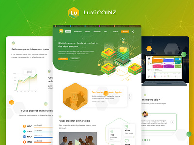 Luxi COINZ bitcoin blockchain business creative cryptocurrency digital asset management finance financial fintech homepage ico investment landing page mining money parallax single page trading ui ux