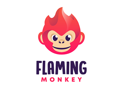 Flaming Monkey burn design fire flame fun illustration logo mascot minimal monkey vector