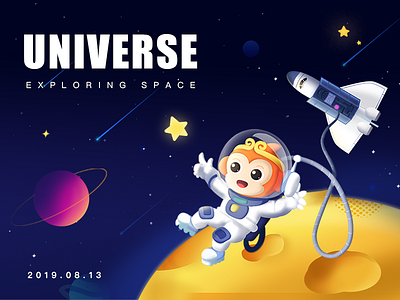 Exploring Space astronaut illustration mascot space universe