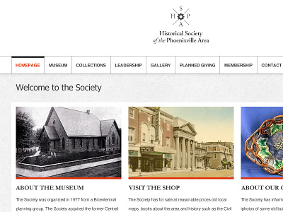 Historical Society history minimal museum redesign website