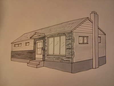 Tyler House freehand house marker prismacolor sketch