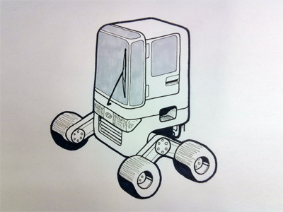 Earth Rover car illustration ink sketch