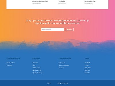 WIP eComm Site Footer ecommerce footer gradient